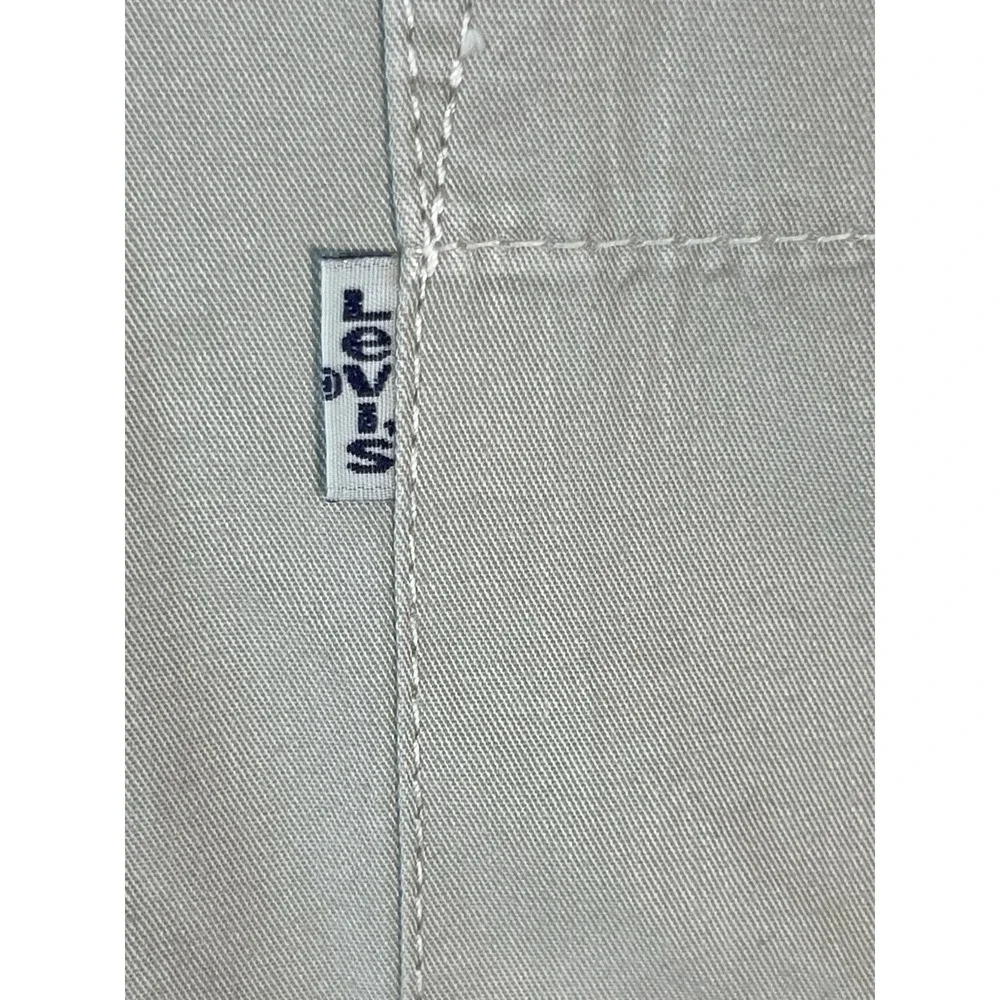 Levis Jeans Mens Large Long Sleeve Button Down Shirt Khaki Beige Cotton Twill L